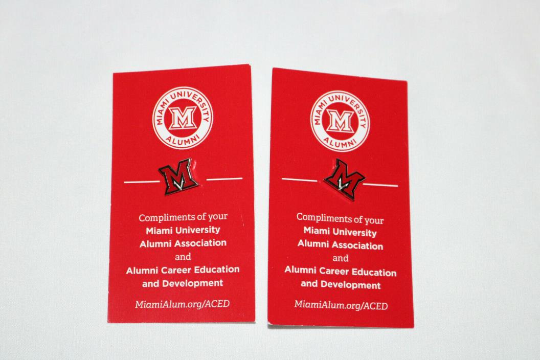 Two (2) Miami Of Ohio University Alumni Red Lapel Pin Free Shipping!