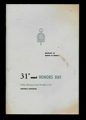 UNIVERSITY OF ILLINOIS AT URBANA - VINTAGE 1955 HONORS DAY PROGRAM