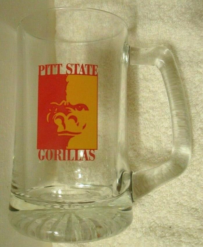 Vintage Pittsburg State Gorillas Glass Beer Stein Mug Pittsburg State University