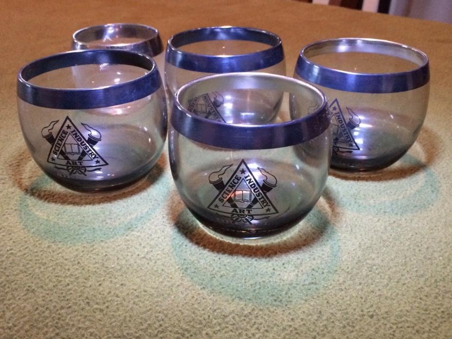 4 University of Drexel Science Industry Art Roly Poly Silver Band Bar Glasses
