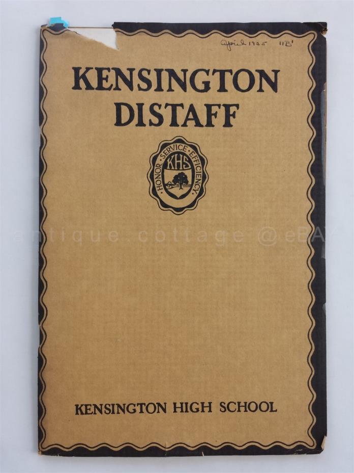 1925 SPRING antique KENSINGTON pa GIRLS HIGH SCHOOL DISTAFF BOOK poetry story ad