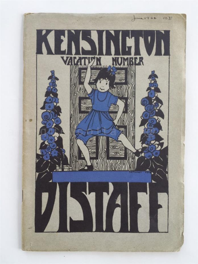 1924 JUN antique KENSINGTON pa GIRLS HIGH SCHOOL DISTAFF BOOK poetry story ads