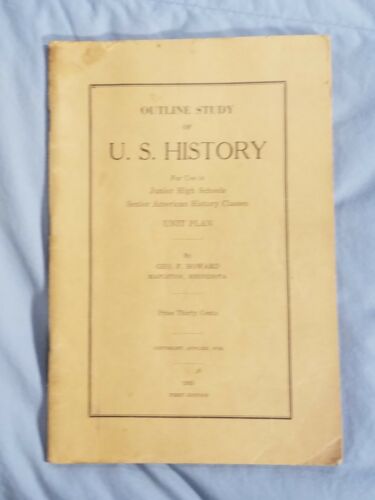 Vintage 1935 1st edition OUTLINE STUDY U.S. HISTORY Junior High School Book