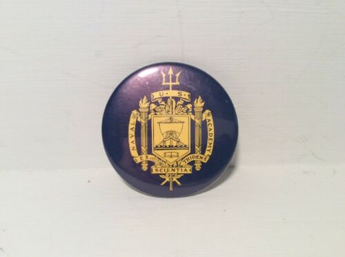 US Naval Acadamy Ex Tridens Scienia Large Navy Blue Button Pin