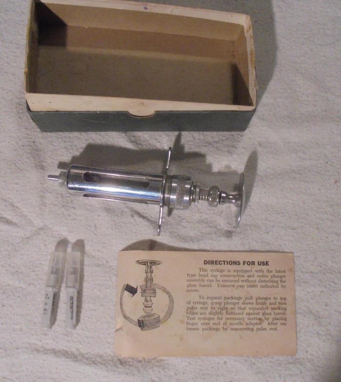 Vintage Veterinary Syringe by DURA-VIKING Randall Faichney Corp. Boston Mass. US