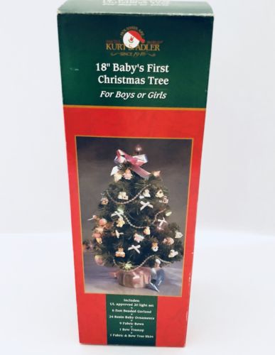 Kurt Adler's Baby's First Christmas Tree Boy or Girl Pink Blue Ornaments 18