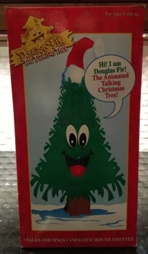 Vintage Douglas Fir Animated Talking Christmas Tree 1996 Gemmy 26 In Hat WORKS