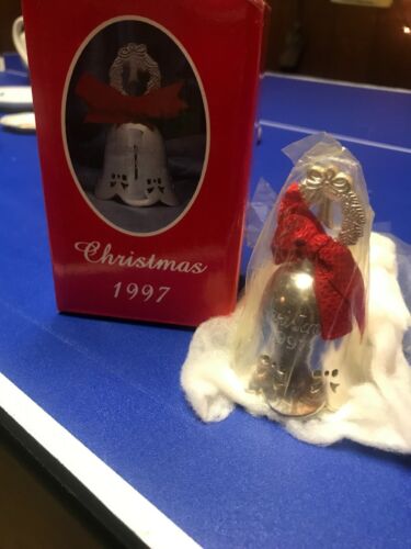NIB-Vintage Christmas 1997 Engraved Christmas Bell-International Silver Co. NEW