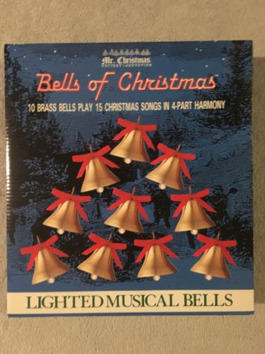 Mr. Christmas Bells Of Christmas 10 Brass Lighted Bells With 15 Song Music Box