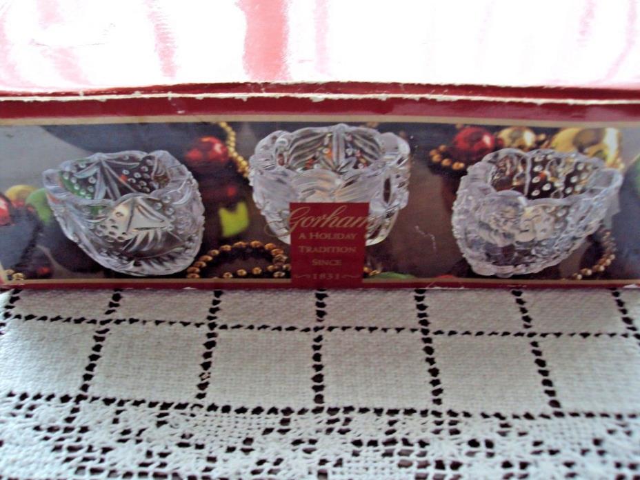 Candle Holders Votive Gorham Set of 3 Christmas North Pole Express Glass Used