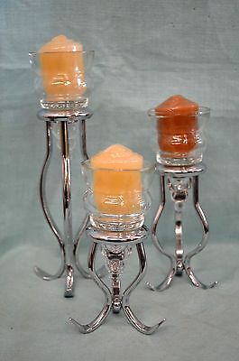 Votive CANDLE Holder 6 PC Set 3 Candles 3 Holders HOME Various Sizes 7
