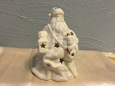 MIKASA HOLIDAY ELEGANCE PORCELAIN SANTA FIGURINE TEALIGHT CANDLE HOLDER