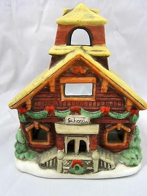 Lefton Christmas Village Candle Holder School House #05817