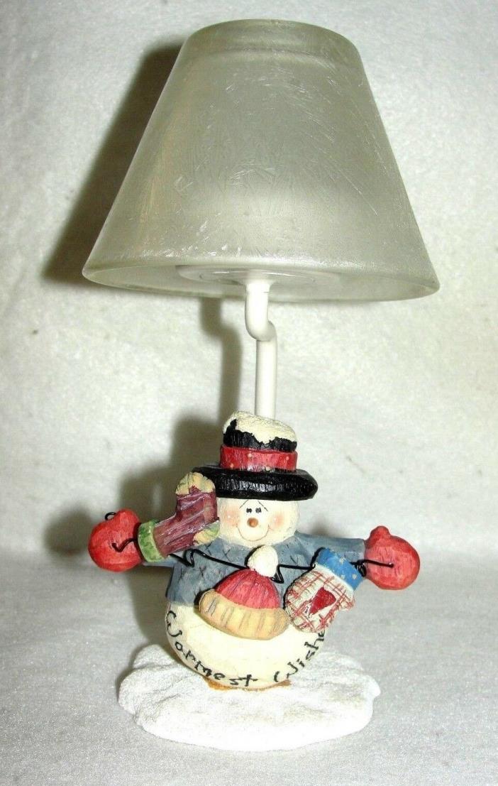 Snowman Tealight Holder Lamp - EUC
