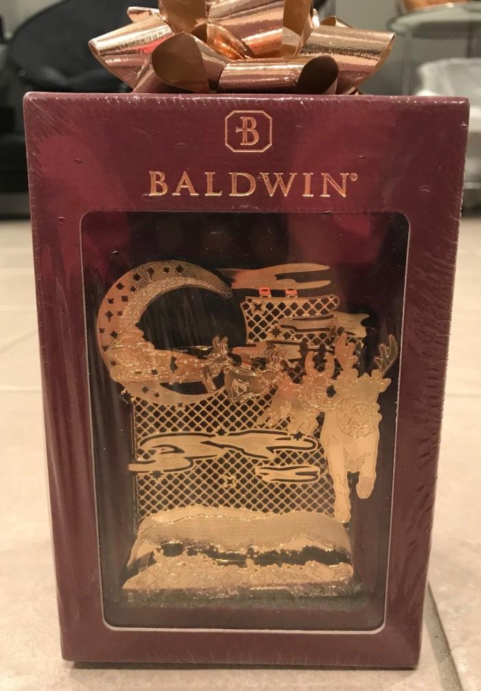 New in Box Baldwin Gold Santa Votive tea light Sealed Rare 24K Gold over Brass