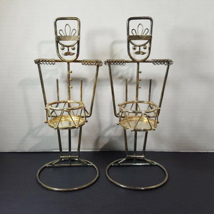 Set Of 2 International Silver Company Silverplated Drummer Boy Candle Holders
