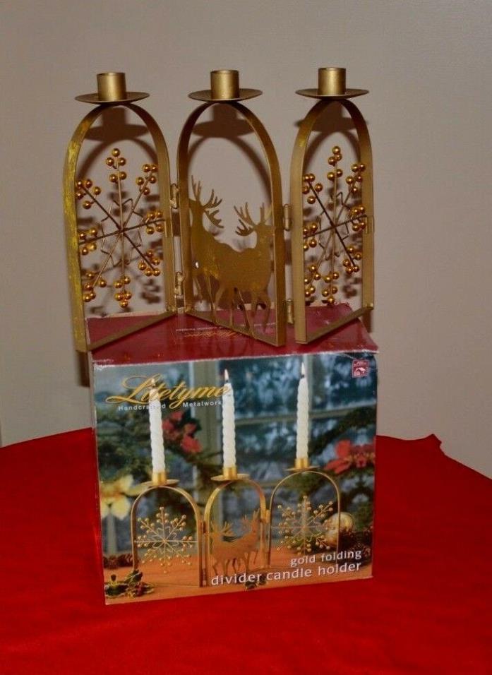 Litetyme Handcrafted Metalworks Gold Folding Reindeer Divider Candle Holder
