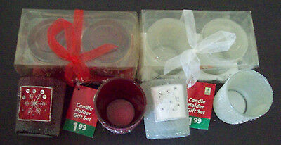 4 Christmas Votive Candle Holders Including Candles