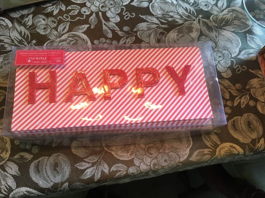 10 Boxed HAPPY Glitter Holiday Cards & Envelopes  Mara-Mi
