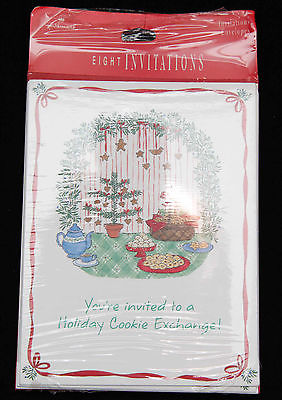 Pack of 8 Hallmark Christmas Holiday Cookie Party Invitation Cards w/ Envelopes