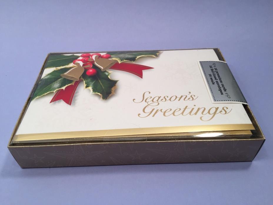 Season's Greetings Mistletoe Christmas Cards 16 Premium Cards & 16 Envelopes