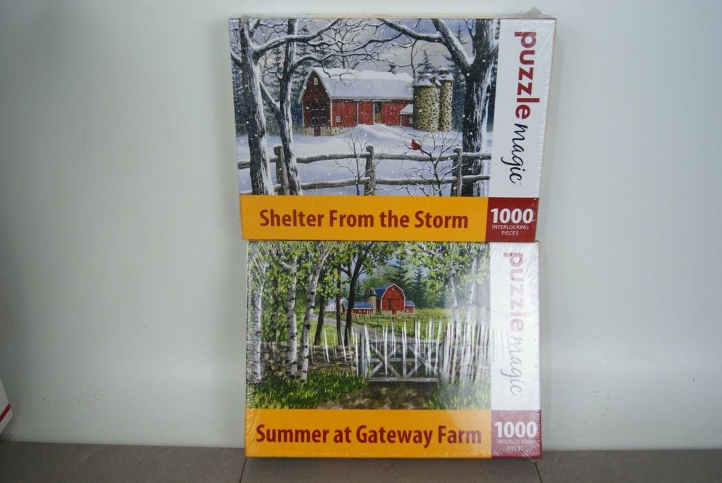 Lot 2 Puzzle Magic -Shelter from the Storm-Summer At Gateway Farm 1000 Pieces