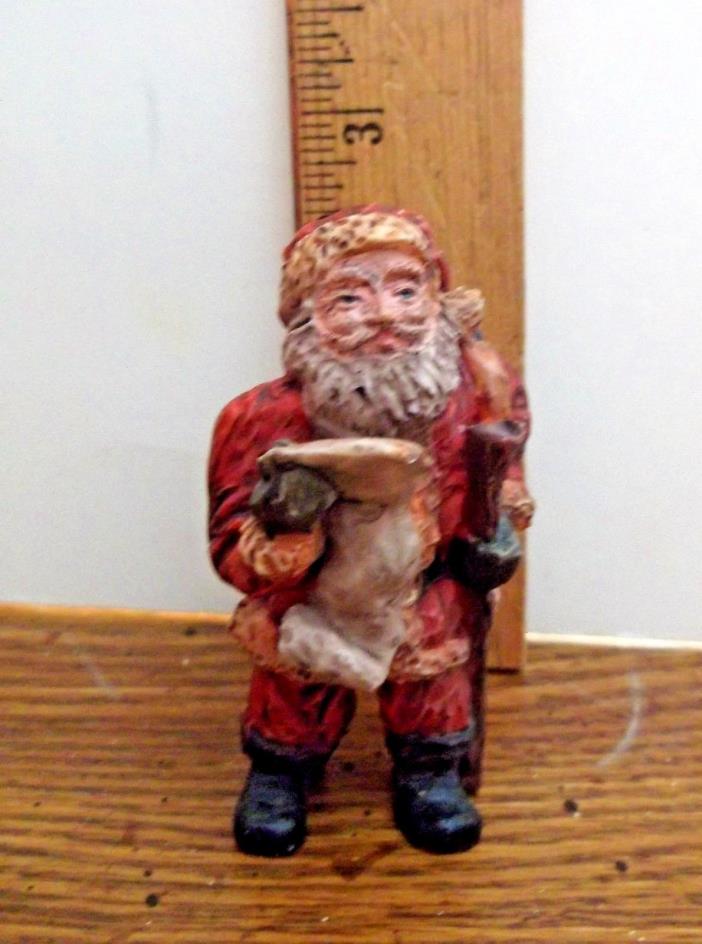 Old World Mini Rustic Santa Claus Resin Figurine Statue Christmas Decoration