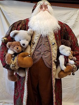 Father Kringleton Life Size Santa with Boyds Teddy Bears RARE 5'9