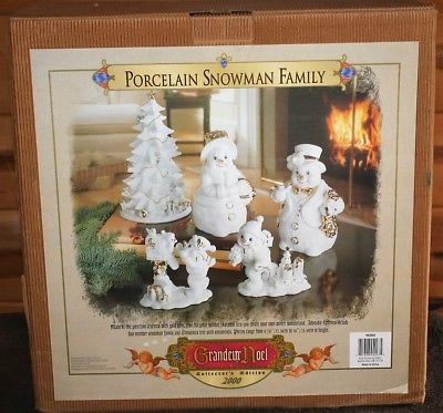 Retired 2002 Grandeur Noel Christmas Holiday Acrylic SNOWMAN FAMILY Box Winter
