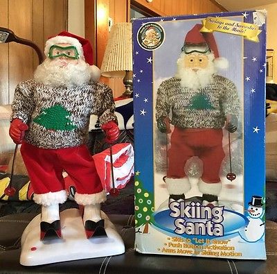 Gemme Christmas 1998 Skiing Santa in Original Box Music is Let It Snow