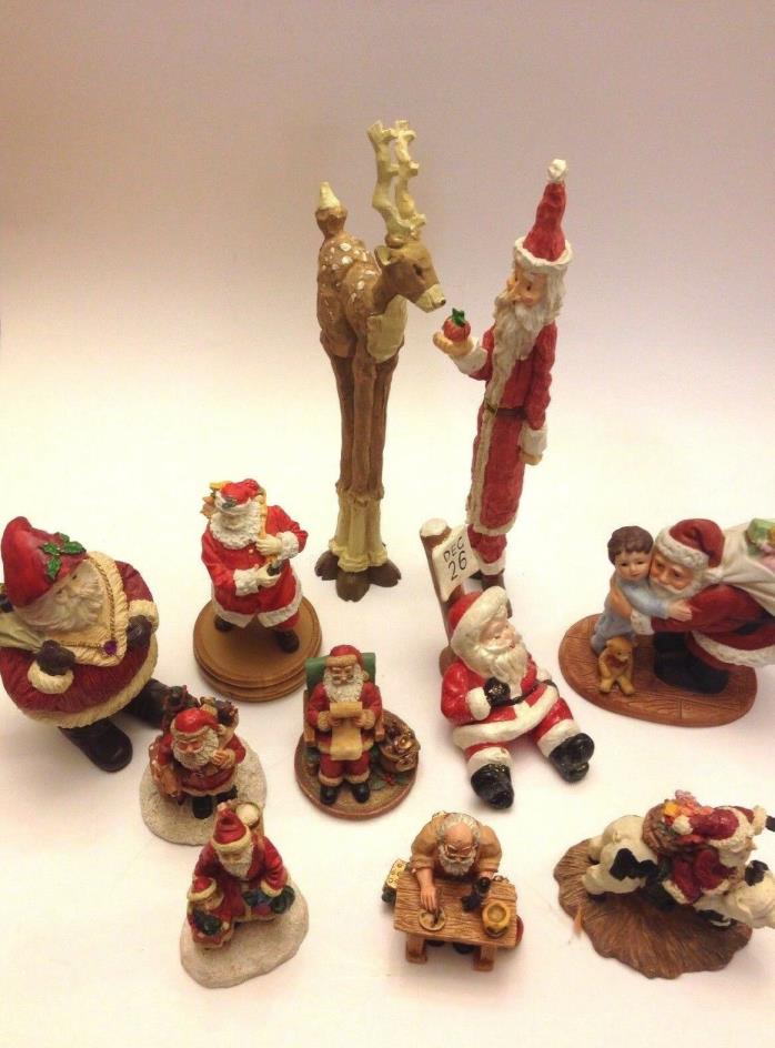 10 Santa Claus  Figurines and a reindeer - used