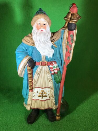 Christmas Porcelain Collectable Santa Claus Figurine Blue Cape 8