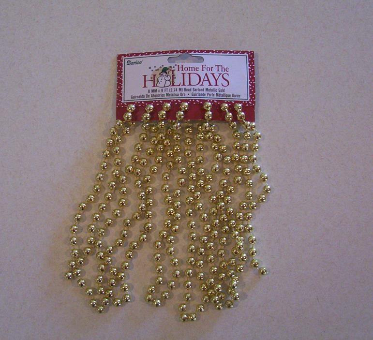 Darice Home for the Holidays Gold Bead Garland 8MM x 9' Christmas