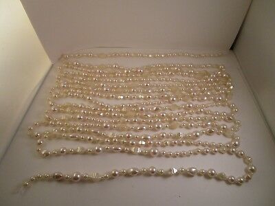 20' Iridescent Plastic Christmas Garland String White Beaded Pearl Wedding