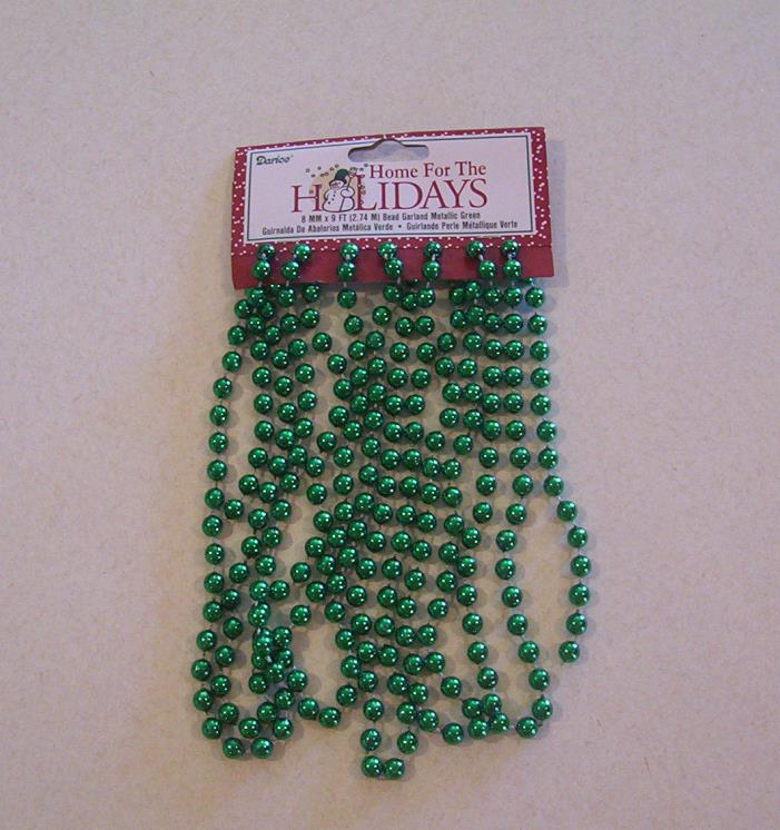 Darice Home for the Holidays Metallic Green Bead Garland 8MM x 9' Christmas