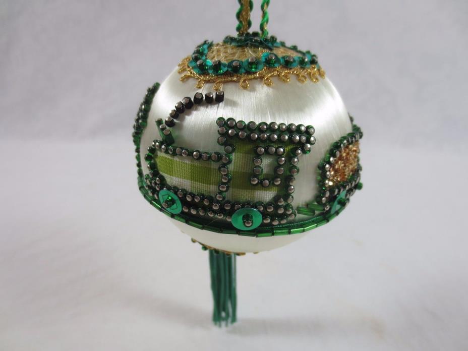 Hand-Made Kit Detailed faux gems of Steam Locomotive Train Christmas Ornament 3