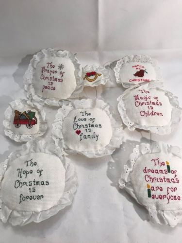 lot embroidered cross stitch Christmas tree ornaments cloth hand made finished