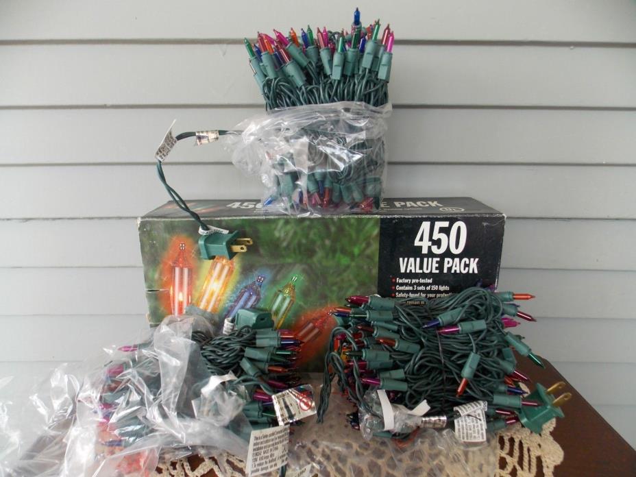 450 Multi-Color Value Pack Indoor/Outdoor Christmas Lights 3 Strings of 150