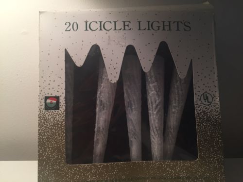 Kurt Adler White Sparkle Glitter Christmas Icicle Lights 15 icicles 3 sets of 5
