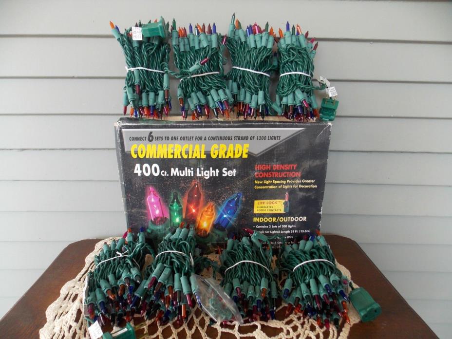 400 Multi-Color Commercial Grade Indoor/Outdoor Mini Christmas Lights 2 Sets 200
