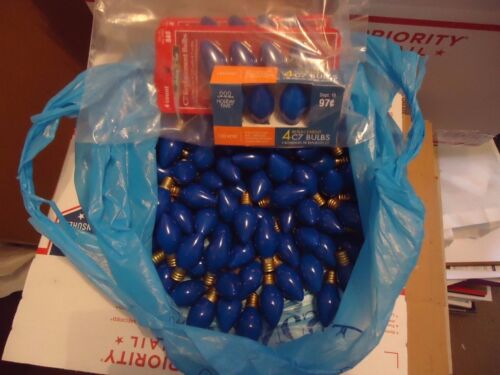 Blue C7 Replacement Light Bulbs Indoor And Outdoors Over 100 Pieces Christmas