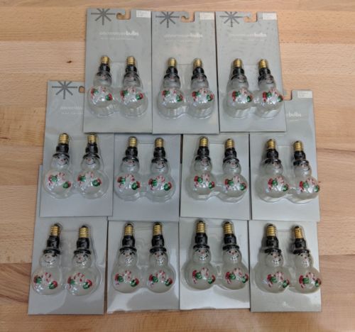 22 Lot Figural Snowman Light Bulbs Fits C7 G30 G40 Christmas 2004 Target Vintage