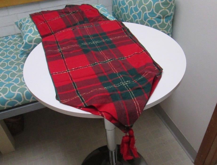 Vintage Christmas Plaid Table Runner 86 x 14.5
