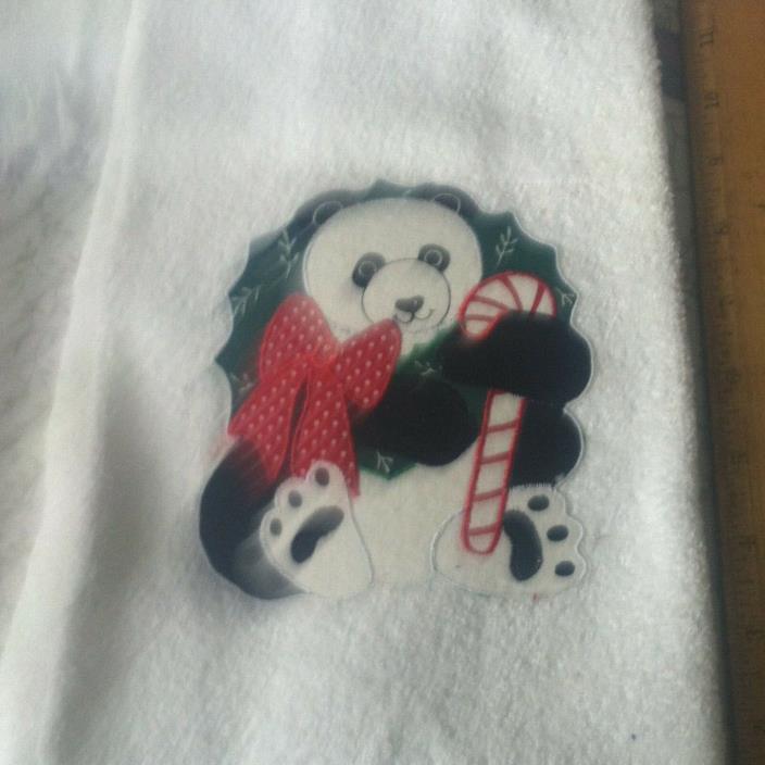 Vtg New Cannon Panda White Terry Cloth Christmas Towel Dish Cloth  1970'-80s