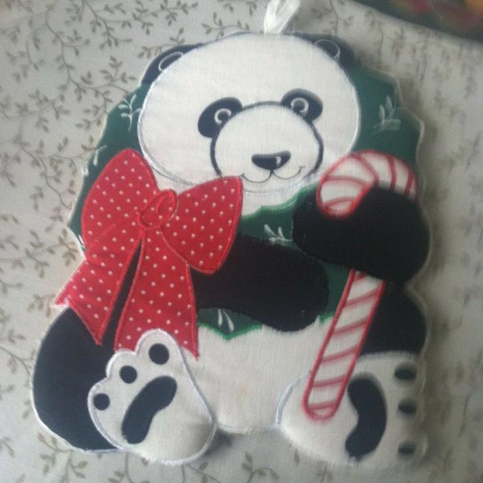 Vtg New Towel Art Die Cut Panda Cloth Christmas 9
