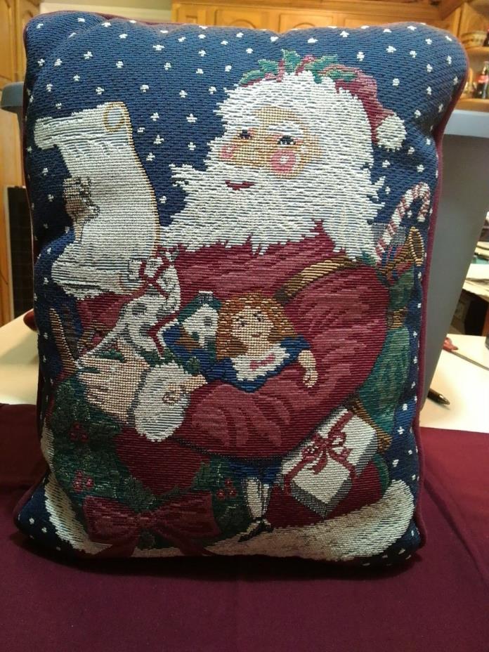 Christmas Santa Embroidered Pillow ~ 12