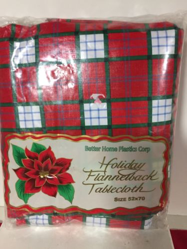 NW VTG FLANNELBACK VINYL CHRISTMAS HOLIDAY TABLECLOTH 52
