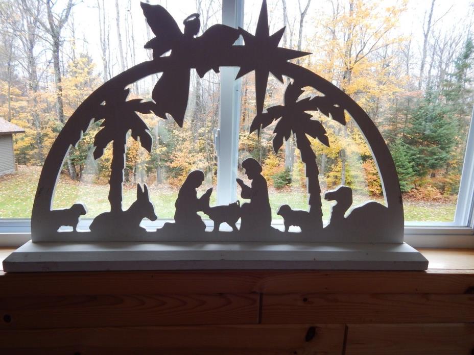Wood Arch Xmas Nativity Manger Silhouette Outdoor Indoor Yard w Animal's 36 x 23