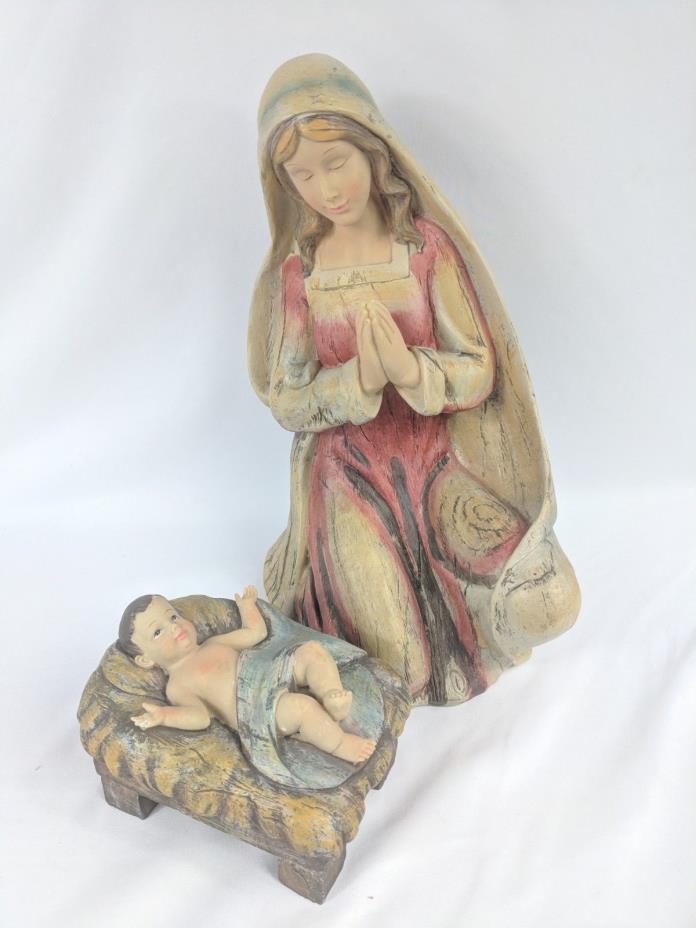Tii Collections Resin Holy Family Figurines Mary Baby Jesus Manger Nativity Set
