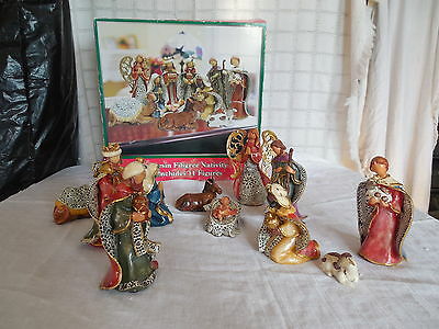 Polyresin filigree Nativity, 11 pc set new in the box